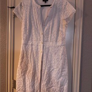White Lace Button-Down Dress